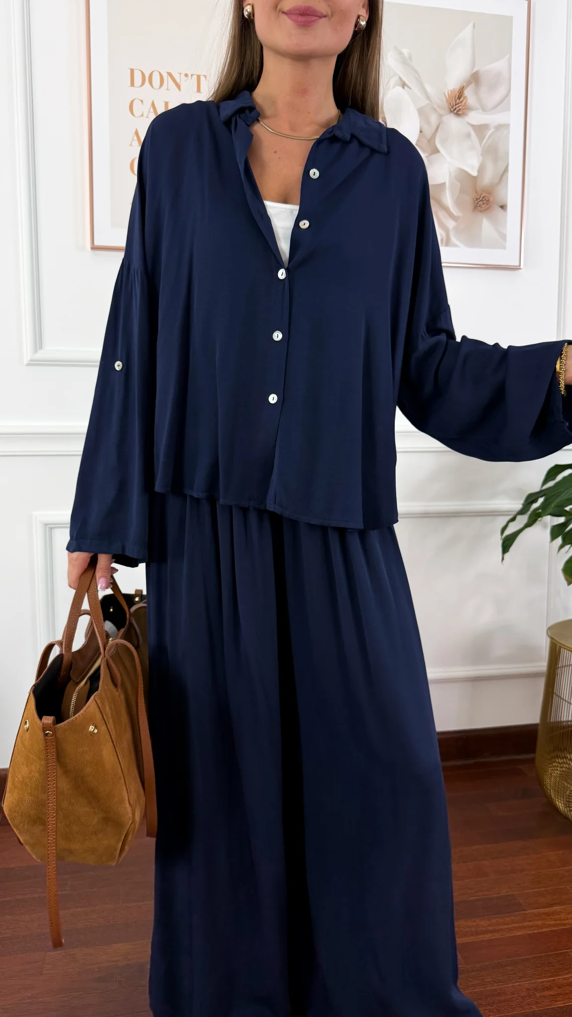 Wiskozowy komplet Ressa granatowy