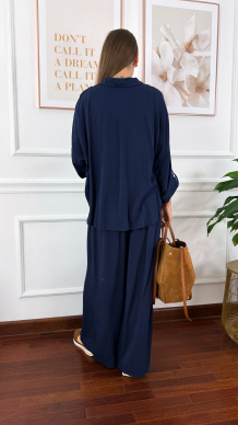 Wiskozowy komplet Ressa granatowy