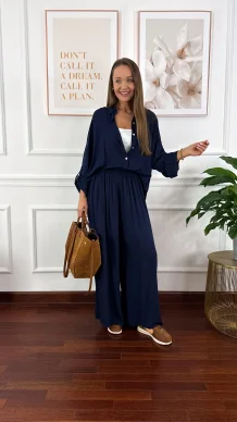 Wiskozowy komplet Ressa granatowy