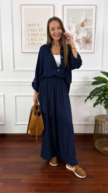 Wiskozowy komplet Ressa granatowy