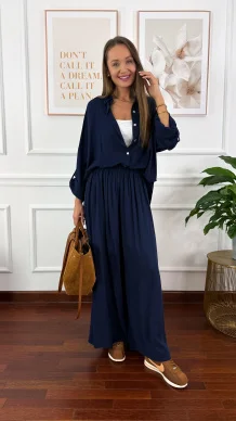 Wiskozowy komplet Ressa granatowy