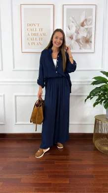 Wiskozowy komplet Ressa granatowy