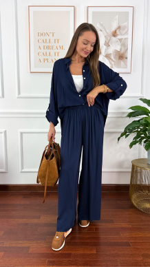 Wiskozowy komplet Ressa granatowy