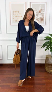 Wiskozowy komplet Ressa granatowy