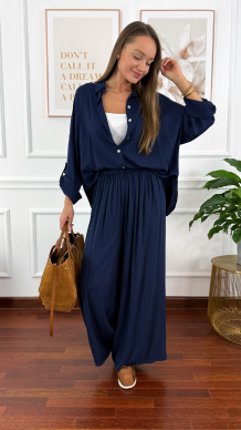 Wiskozowy komplet Ressa granatowy