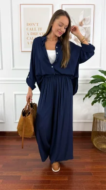 Wiskozowy komplet Ressa granatowy