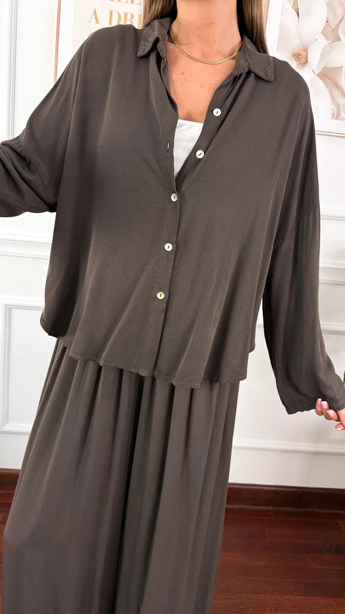 Wiskozowy komplet Ressa czekoladowy