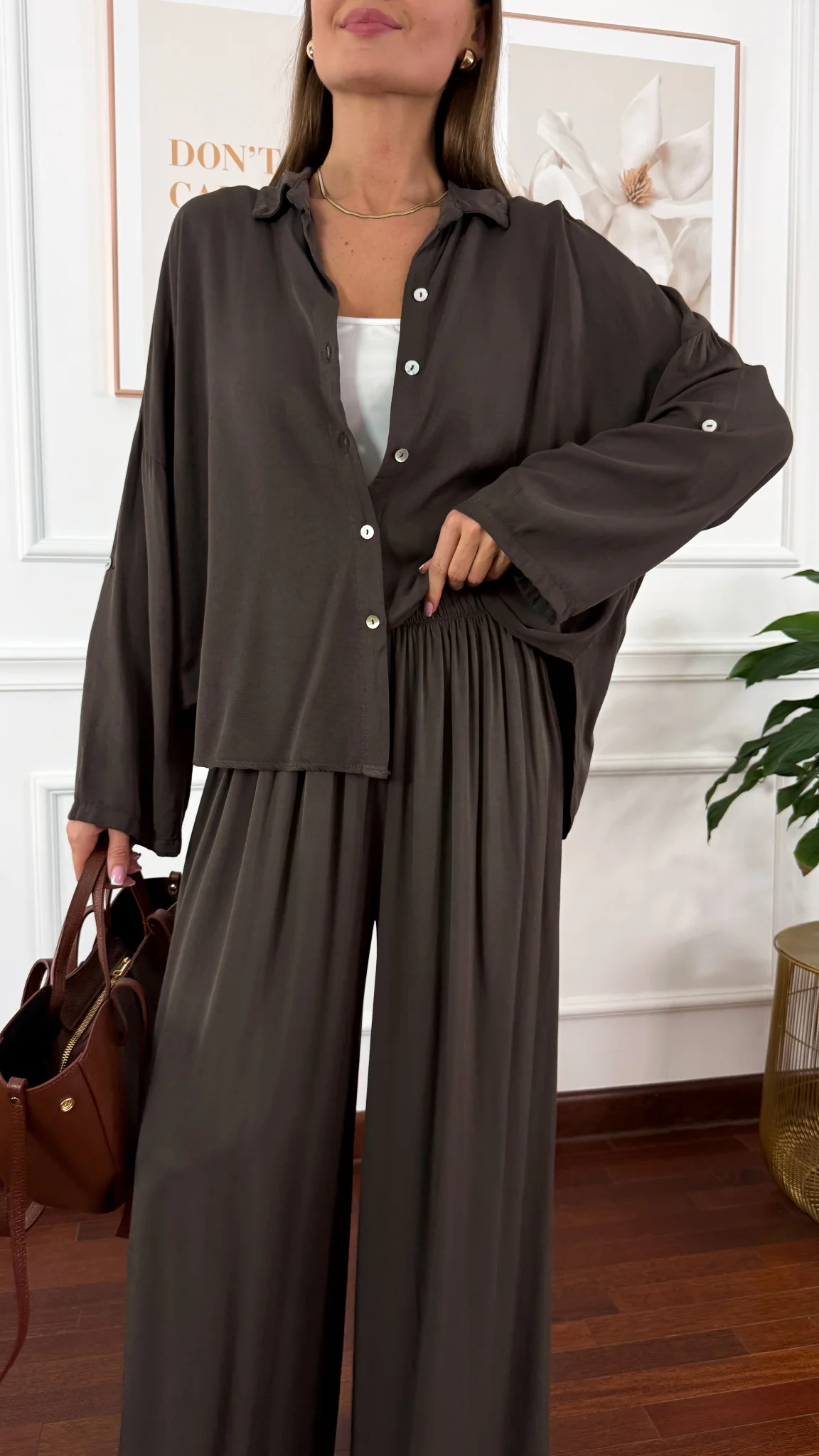 Wiskozowy komplet Ressa czekoladowy