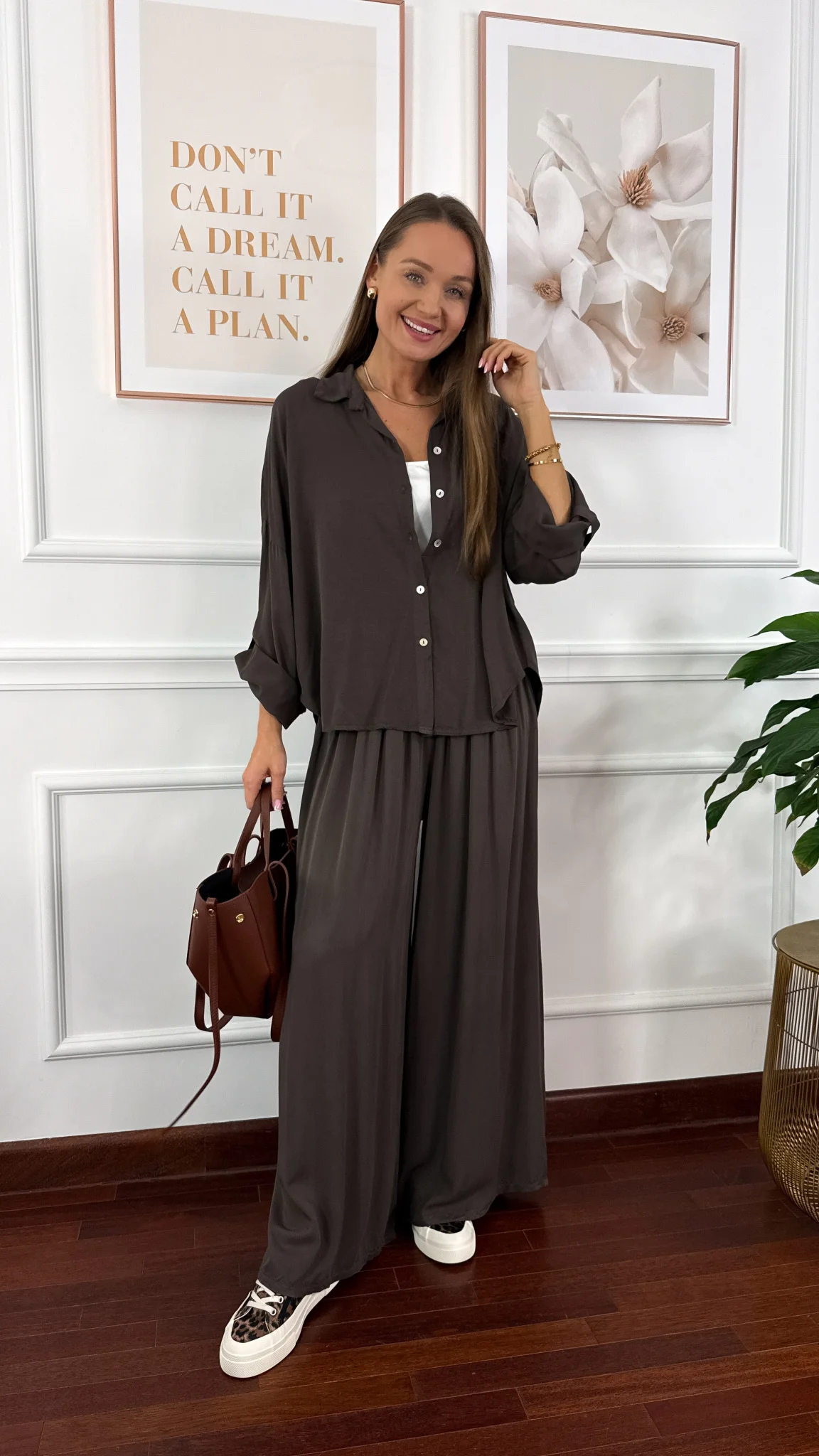 Wiskozowy komplet Ressa czekoladowy