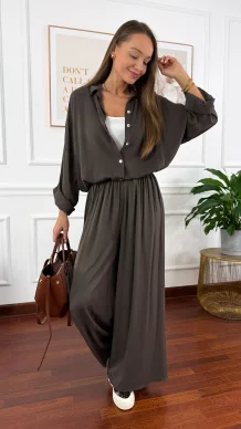 Wiskozowy komplet Ressa czekoladowy