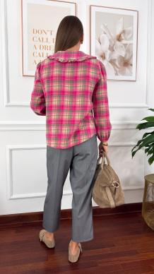 Koszula w kratę Luca w kratę beżowo-różowa