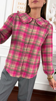 Koszula w kratę Luca w kratę beżowo-różowa