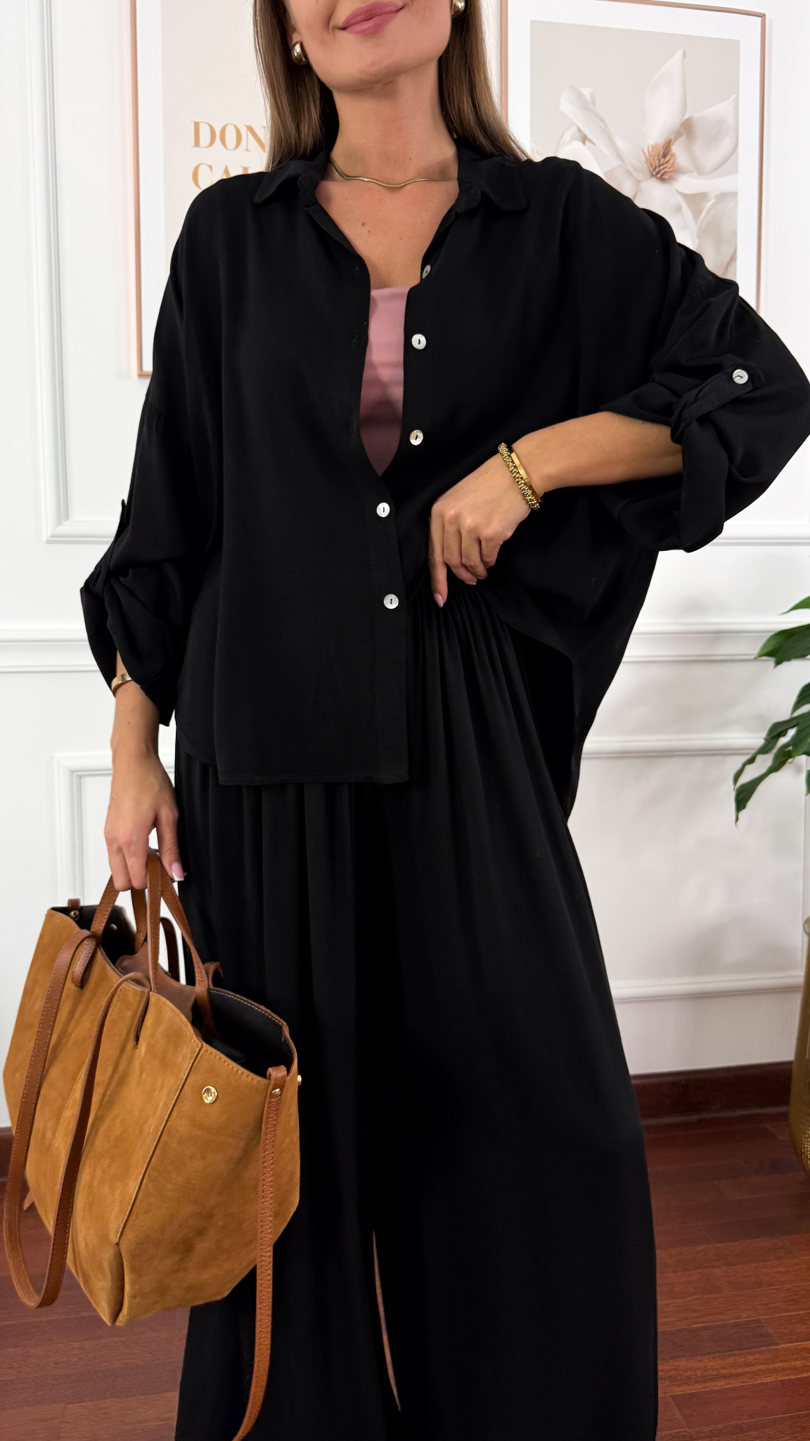 Wiskozowy komplet Ressa czarny