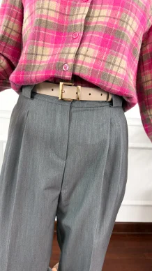 Pasek skórzany Harlow beżowo-złoty