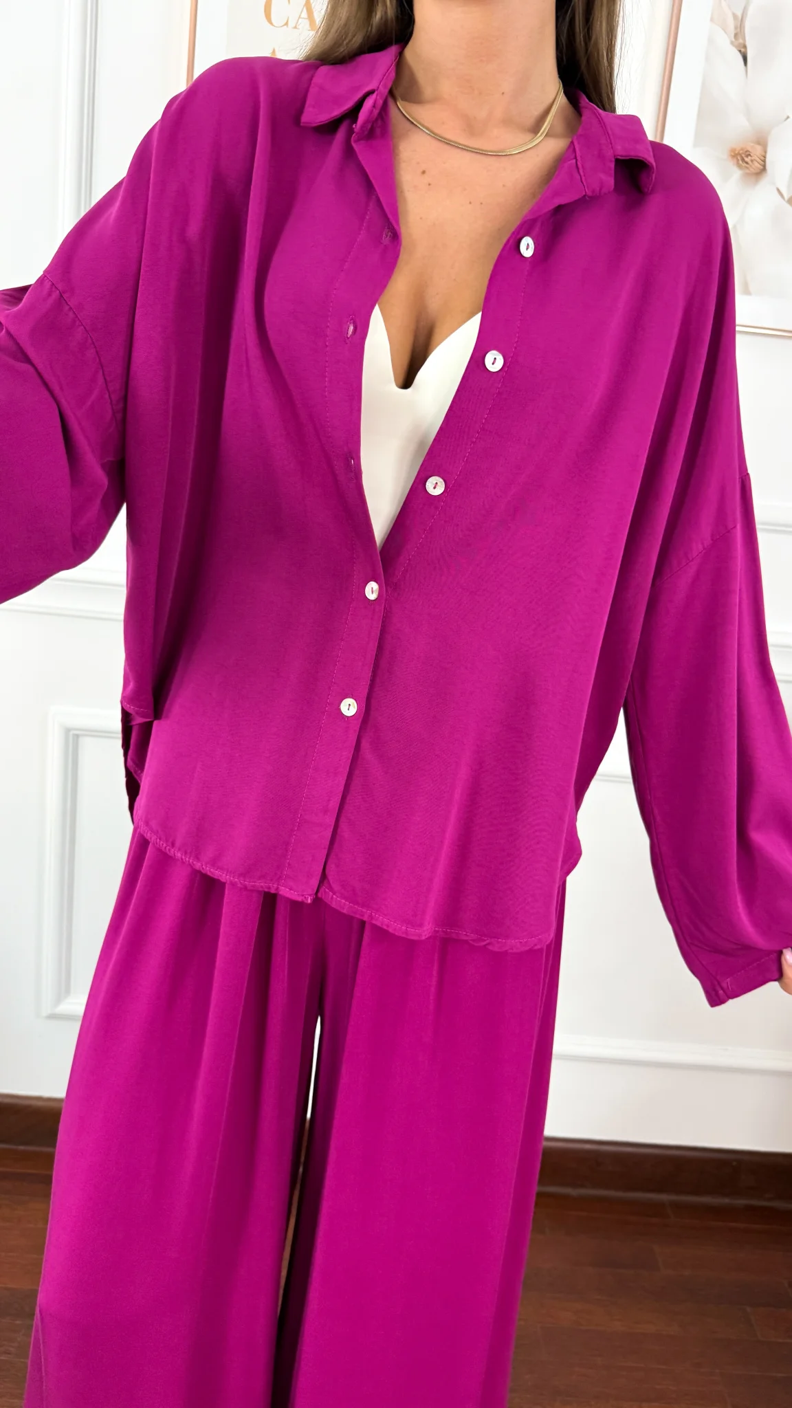 Wiskozowy komplet Ressa fuksja