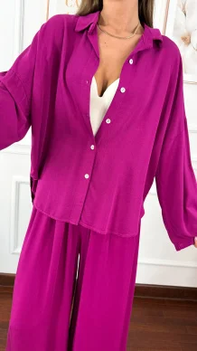 Wiskozowy komplet Ressa fuksja