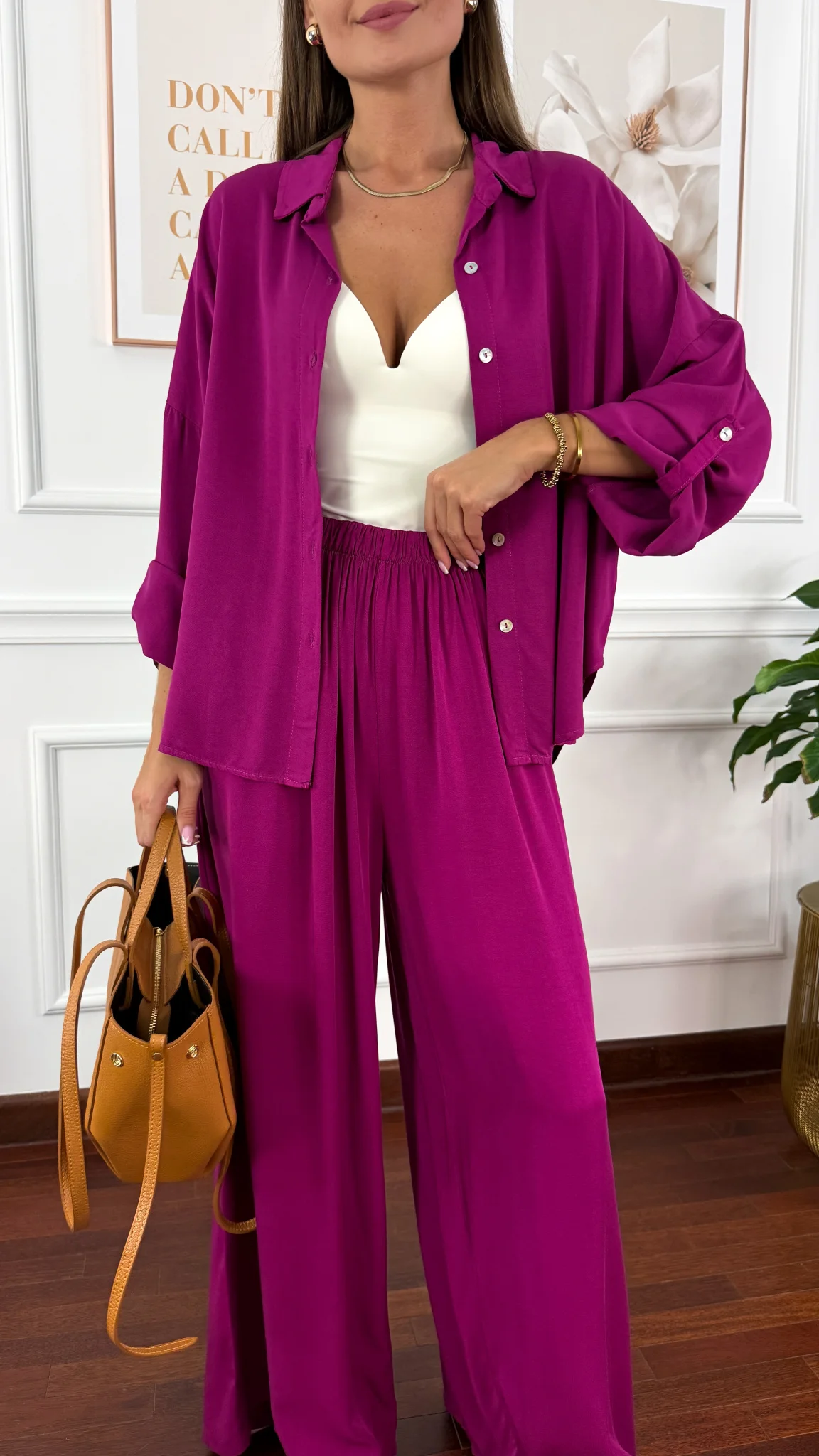 Wiskozowy komplet Ressa fuksja