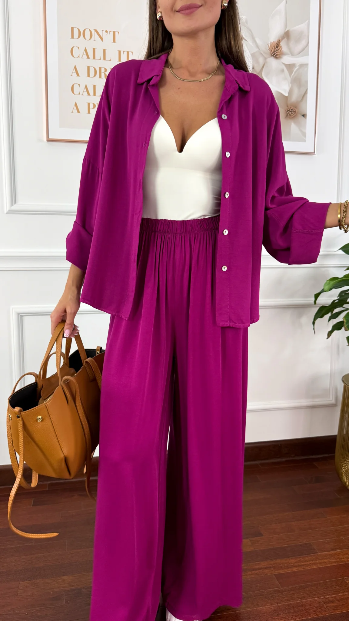 Wiskozowy komplet Ressa fuksja