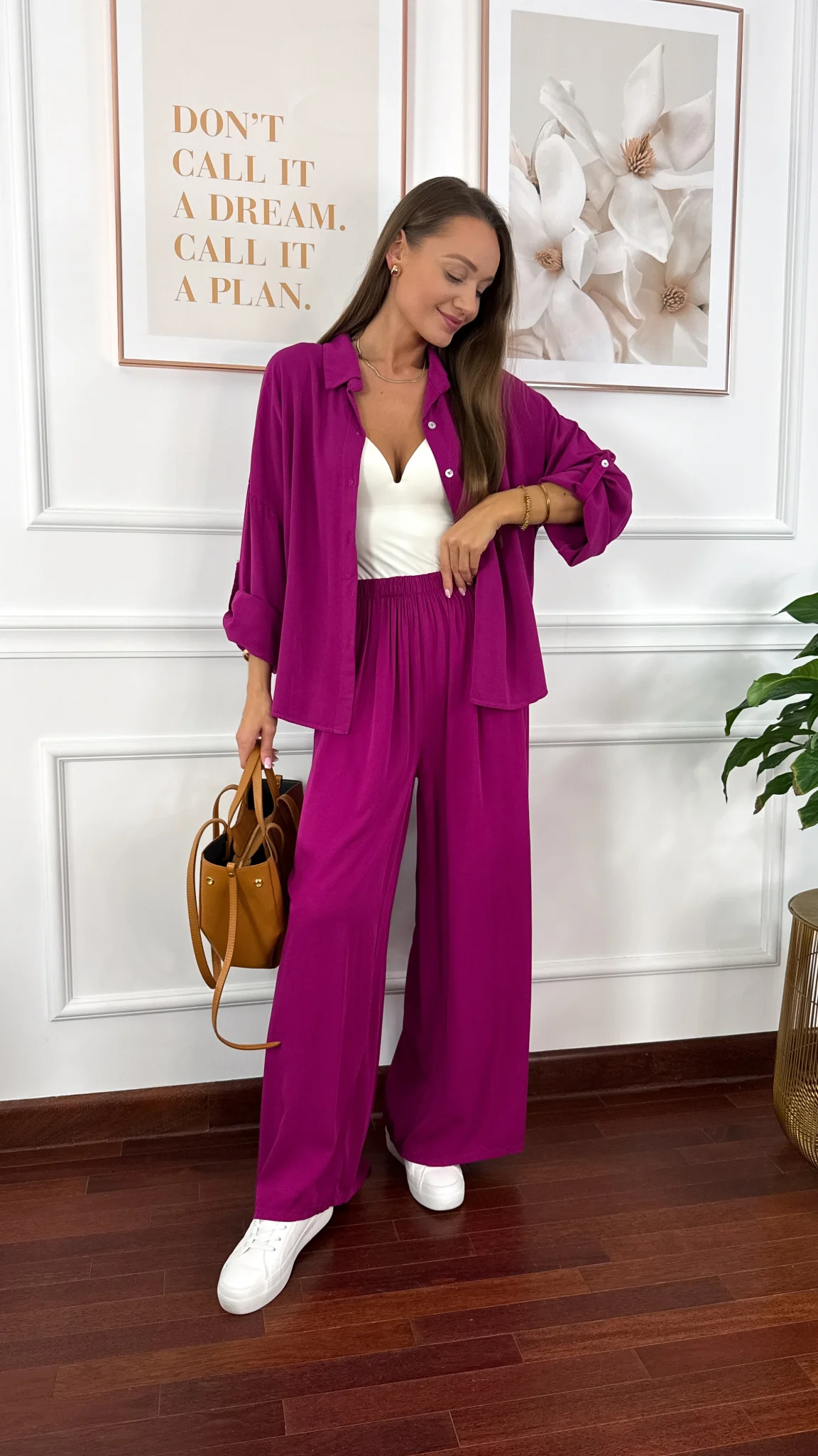 Wiskozowy komplet Ressa fuksja