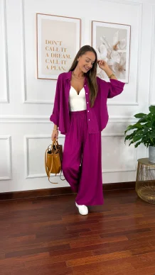 Wiskozowy komplet Ressa fuksja