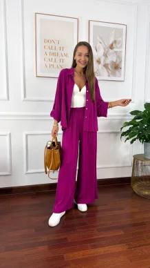 Wiskozowy komplet Ressa fuksja