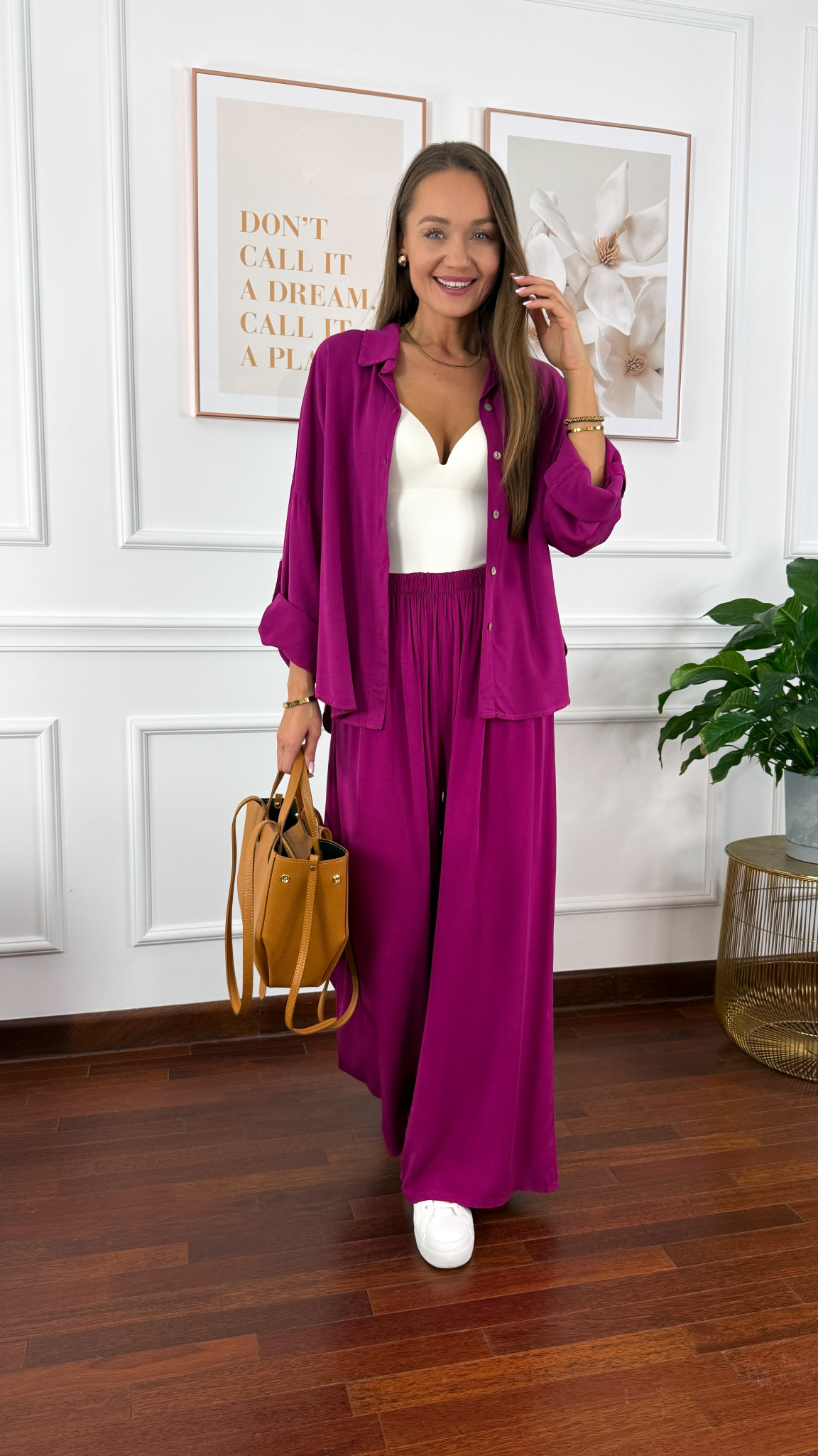 Wiskozowy komplet Ressa fuksja