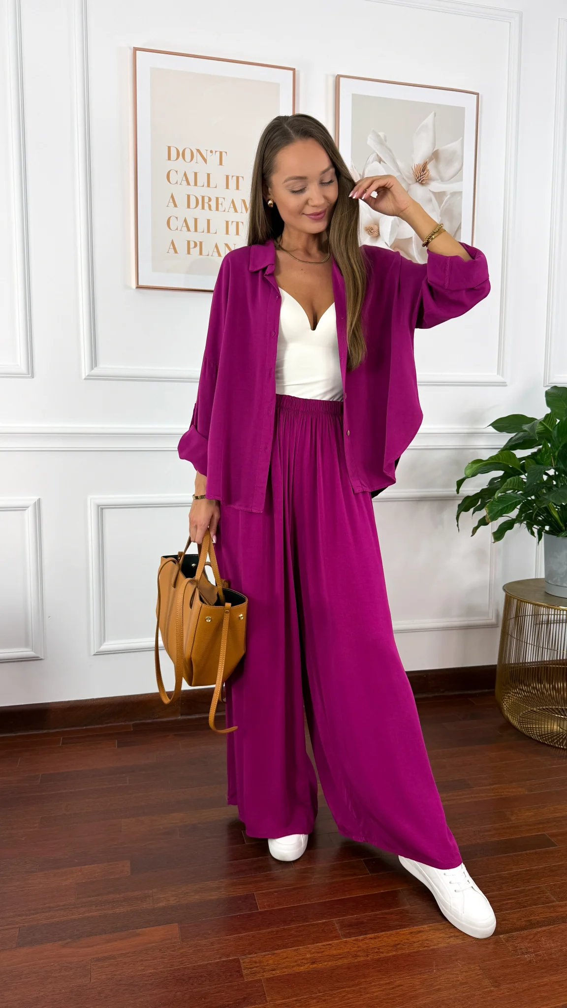 Wiskozowy komplet Ressa fuksja