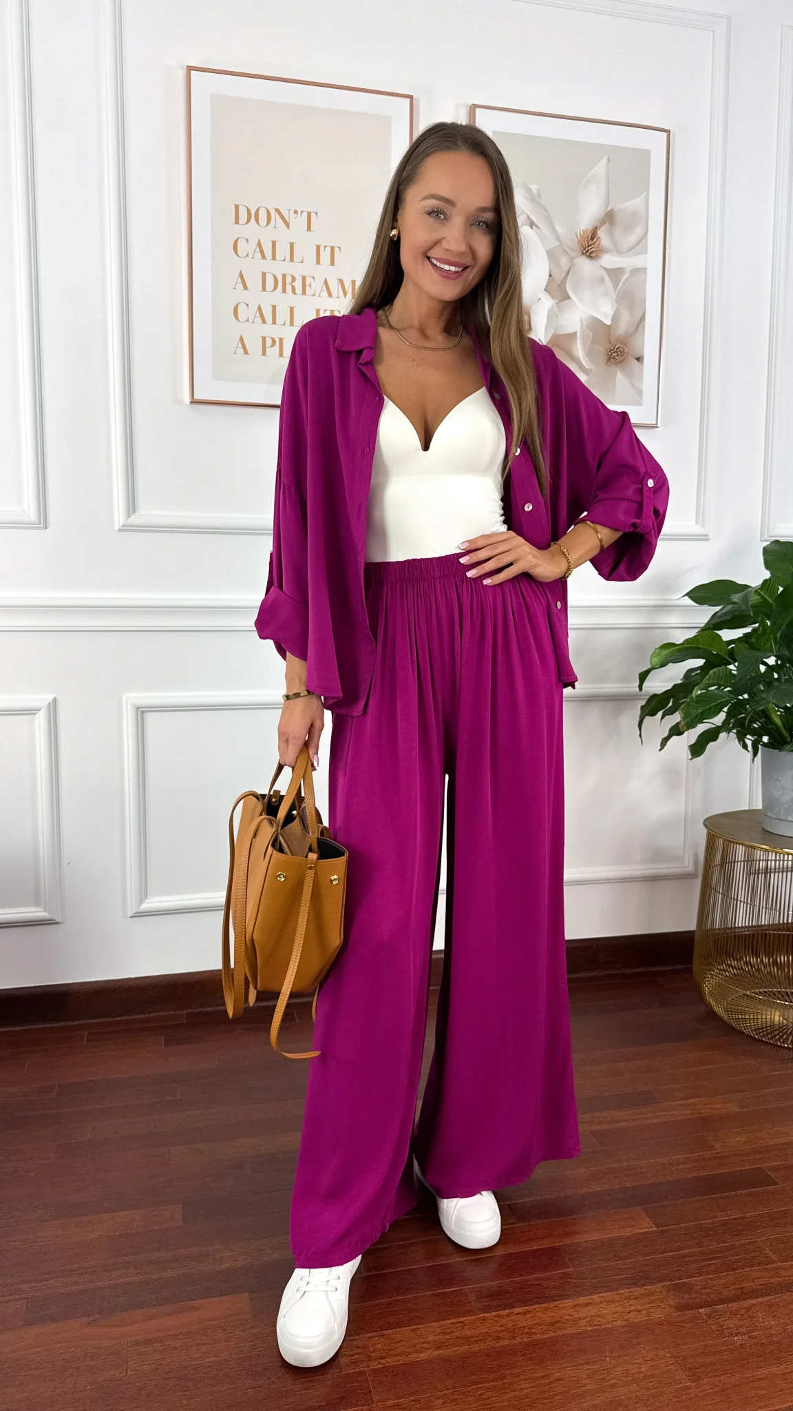 Wiskozowy komplet Ressa fuksja