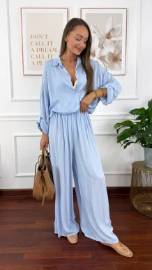 Wiskozowy komplet Ressa błękitny