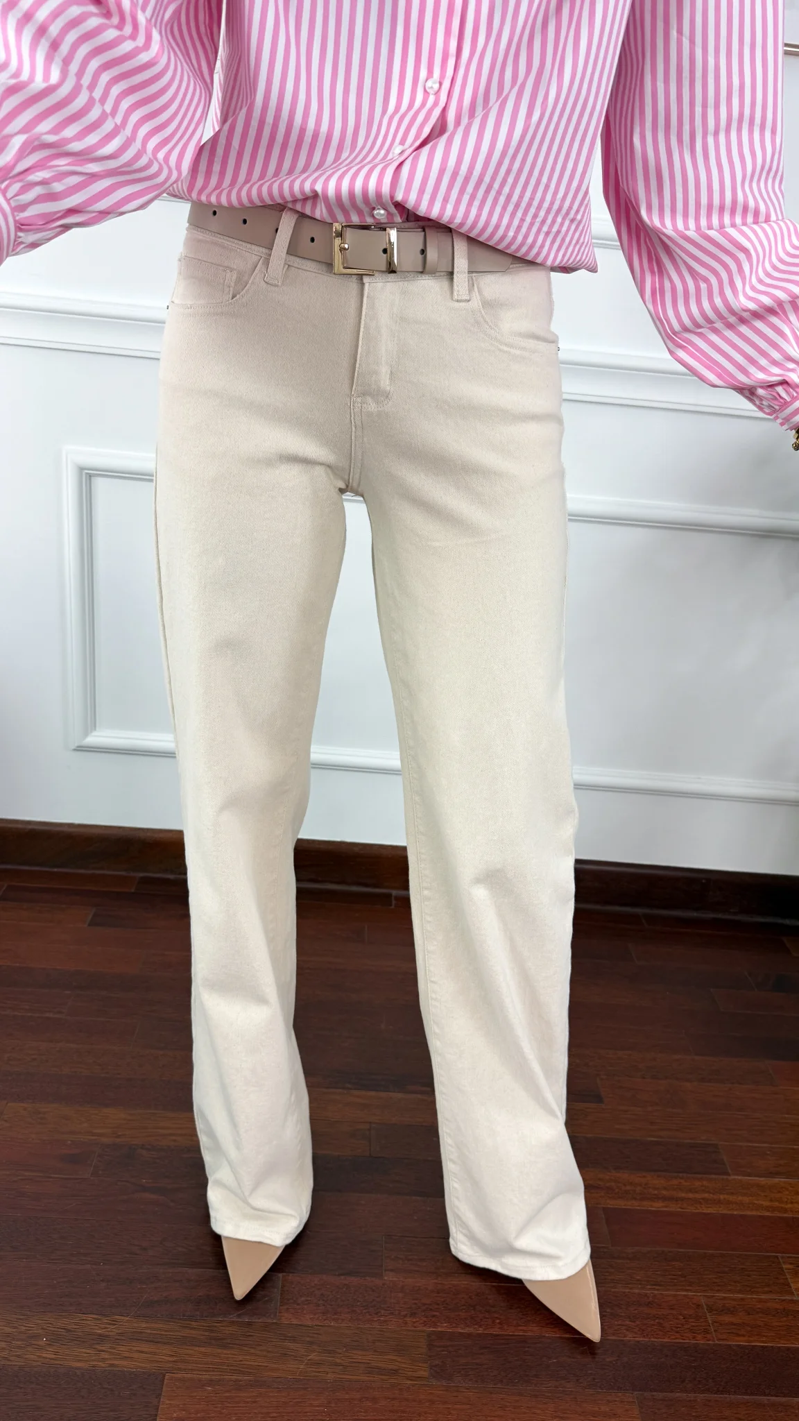 Spodnie Calma wide leg beżowe