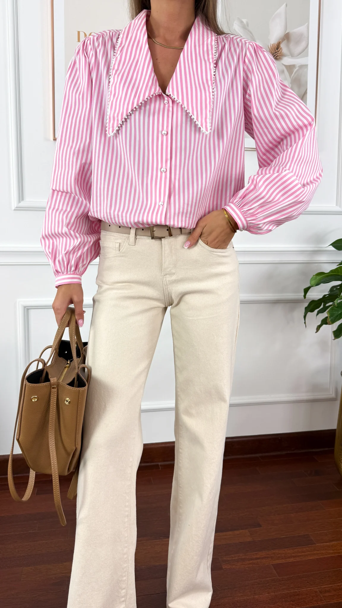 Spodnie Calma wide leg beżowe