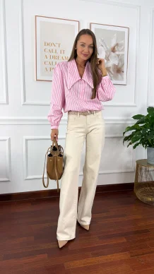 Spodnie Calma wide leg beżowe