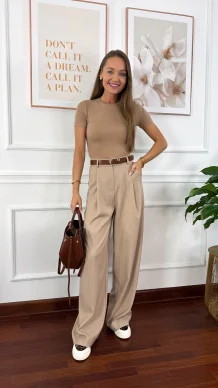 Bawełniana t-shirt Pam cappucino