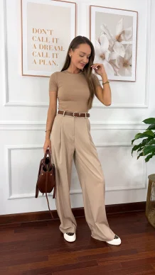 Bawełniana t-shirt Pam cappucino