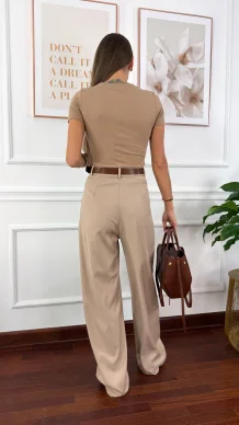 Bawełniana t-shirt Pam cappucino