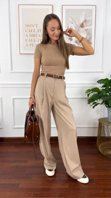 Bawełniana t-shirt Pam cappucino