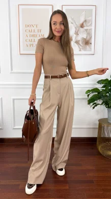 Bawełniana t-shirt Pam cappucino