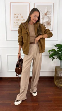 Wiskozowe szerokie spodnie Celina beżowe