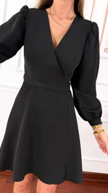 Przekładana bawełniana sukienka Leila czarna