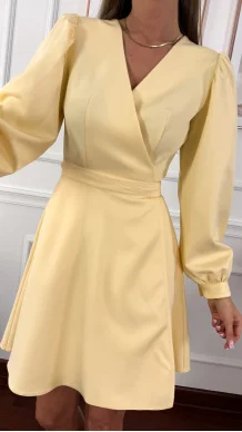 Przekładana bawełniana sukienka Leila żółta