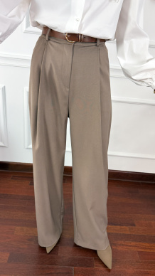 Wiskozowe szerokie spodnie Celina cappucino