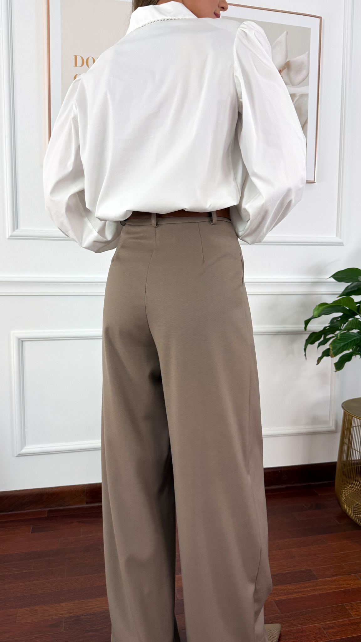 Wiskozowe szerokie spodnie Celina cappucino