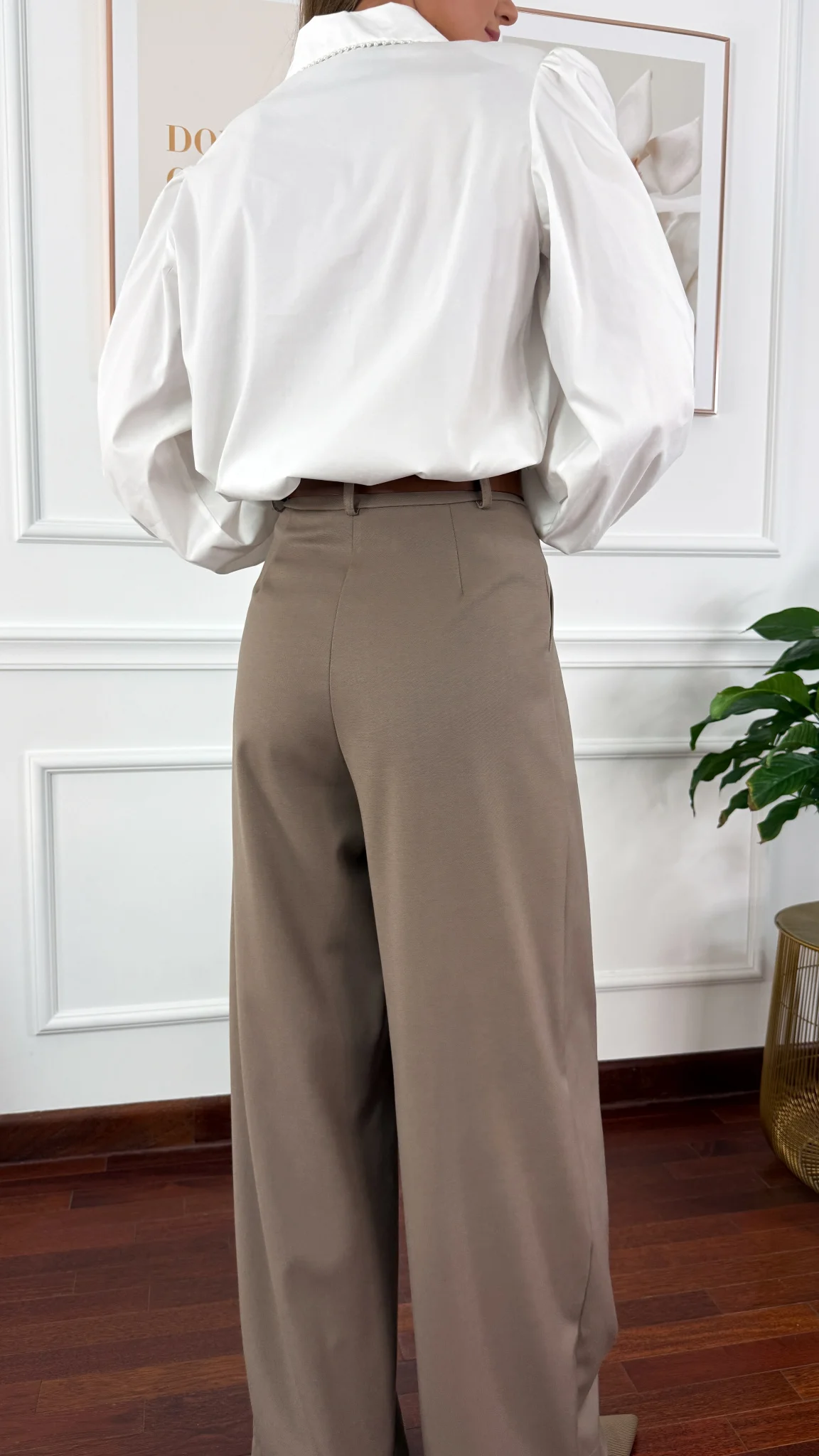 Wiskozowe szerokie spodnie Celina cappucino