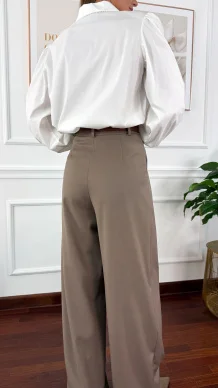 Wiskozowe szerokie spodnie Celina cappucino