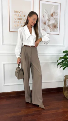 Wiskozowe szerokie spodnie Celina cappucino