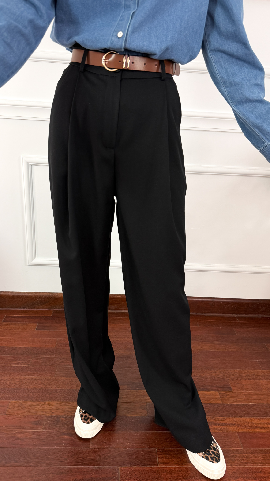 Wiskozowe szerokie spodnie Celina czarne