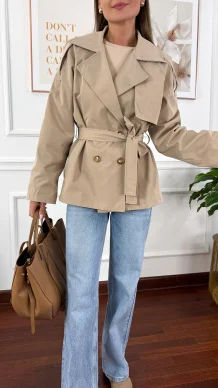 Trencz krótki Beth beżowy