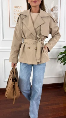 Trencz krótki Beth beżowy