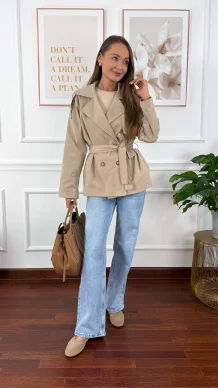 Trencz krótki Beth beżowy