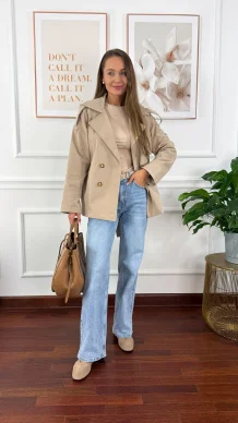 Trencz krótki Beth beżowy